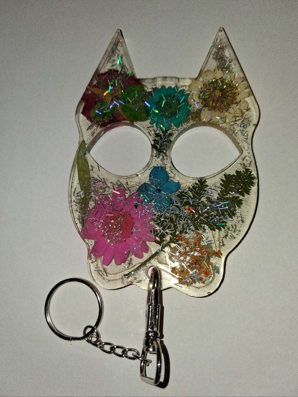 Pitbull Pressed Flower Resin Safety Keychain